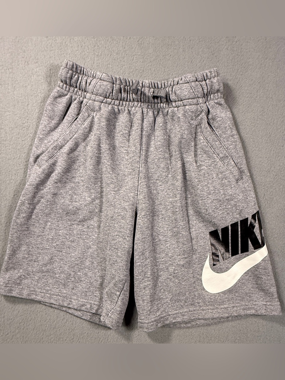 Nike Grey Sweat Knit Shorts with White Swoosh